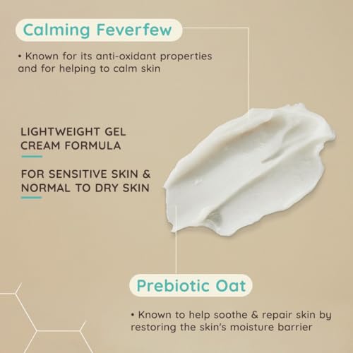 Aveeno Face Calm+Restore Oat Gel Moisturiser (1x 50ml), Face Moisturiser to Instantly Soothe and Replenish the Skin's Moisture Barrier, Intensely Nourishing Day Cream, Tested on Sensitive Skin