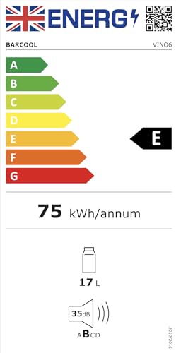 Barcool VINO6 – Table-Top Wine Fridge Black | 5-18°C | Wine Cooler | LED + Digital Display | Glass Door Drinks Cellar | Single-Zone (6 Bottle)