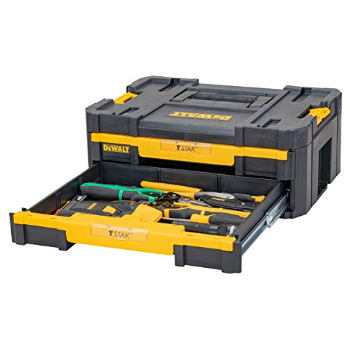 = DEWALT DWST1-70706 T-Stak IV Tool Storage Box | 2-Shallow Drawers | Yellow/Black | 7.01 cm*16.77 cm*12.28 cm -