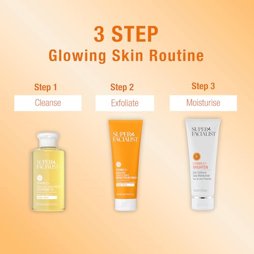 - Super Facialist | Vitamin C + Brighten Skin Renew Cleansing Oil | Face Cleanser for Dissolving Makeup -