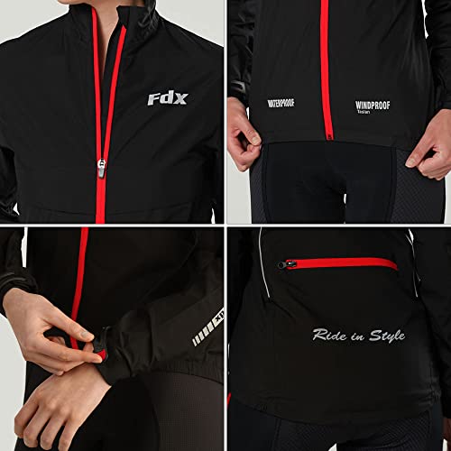 - FDX Men’s Waterproof Cycling Jacket | Windproof Hi Viz biking top -