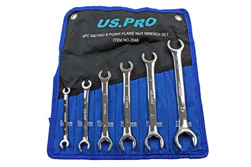 - US PRO 6 Piece Metric 6 Point Flare Nut Spanner Wrench Set -