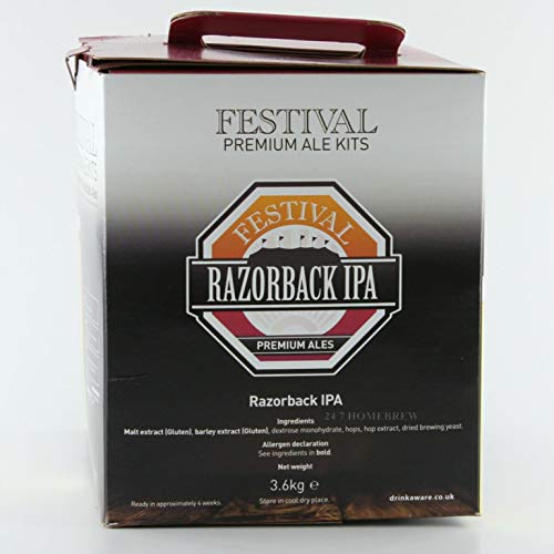 - Festival Razorback IPA Premium Homebrew Kit | Makes 40 pints of 5% ABV Home Brew Real Ale -
