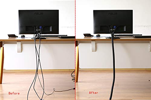 Alex Tech 10ft - 1/2 inch Cord Protector Wire Loom Tubing Cable Sleeve Split Sleeving for USB Power Cord Audio Video Cable – Protect Cat from Chewing Cords - Black