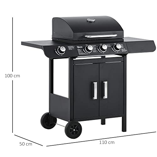 - Outsunny Gas Burner Barbecue | Grill 3+1 Burner -