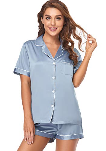 - Serenedelicacy Women's Silky Satin Pajamas | Short Sleeve PJ Set | Sleepwear -