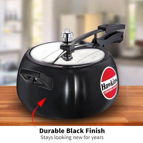 - Hawkins Contura Black 5 Litre Pressure Cooker | Hard Anodized Cooker | Handy Cooker -