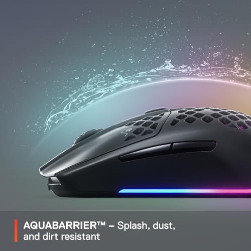 - SteelSeries Aerox 3 Wireless | Holey RGB Gaming Mouse | Ultra-lightweight Water Resistant Design -