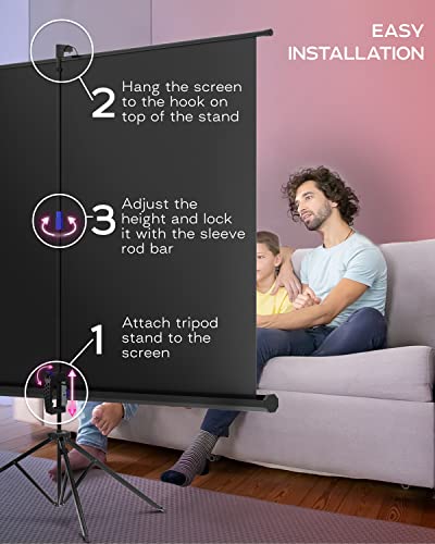 - Projector Screen with Stand 100 inch | Indoor and Outdoor Projection Screen -