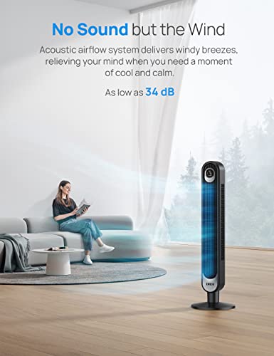 - Dreo 42 Inch Tower Fan, 6 Speeds Standing Fan | 7.3m/s Quiet Bladeless Cooling Fan | 90° Oscillating Electric Fan -