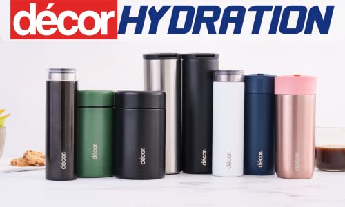 Décor Insulated Double Walled Thermal Flask, Stainless Steel BPA-Free Coffee Flask, Glossy Black Water Bottle, Leak-Proof Travel Beverage Flask Keeps Drinks Warm for 6 hrs and Cold for 12 hrs, 300ml