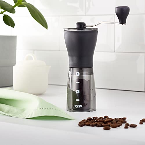 - Hario | Transparent Black Mini Mill Plus | Compact & Adjustable Hand Coffee Grinder -