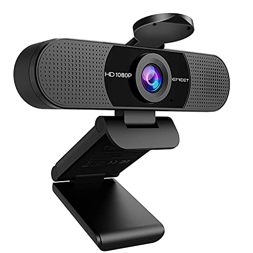- EMEET 1080P Webcam with Microphone | C960 Web Camera | 2 Mics Streaming Webcam with Privacy Cover | 90°View Computer Camera -