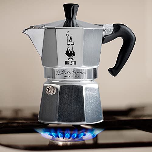 Bialetti Moka Express Caffettiera in Alluminio, 6 Cups, Acciaio Inossidabile, Argento,270 milliliters, Silver
