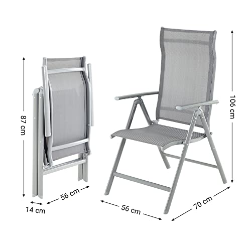- SONGMICS Set of 2 Folding Garden Chairs | Outdoor Chairs | Max. Capacity 150 kg per Chair | Grey -
