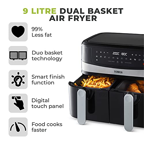 - Tower T17088 Vortx | 9L Dual Basket | Air Fryer -