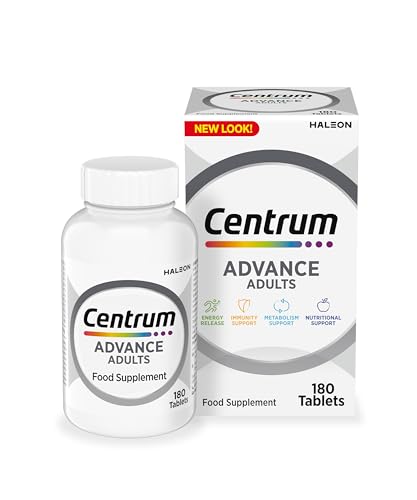 Centrum Advance Multivitamin Tablets for Men and Women, Vitamins with 24 Essential Nutrients, including Vitamin C, D and Zinc, 180 ct (Packaging and Tablet colour may vary slightly)