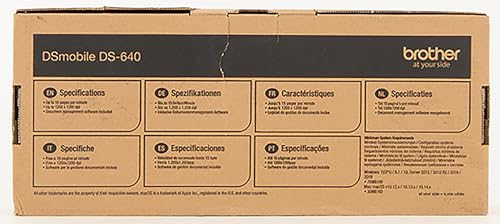 BROTHER DS-640 Document Scanner, USB 3.0, DSMobile, Portable, 15PPM, A4 Scanner, Includes Micro USB Cable, White