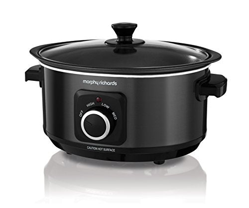 - Morphy Richards 3.5L Sear & Stew Slow Cooker | Shatter Resistant Aluminium Pot | 3 Heat Settings -