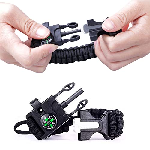 - STEK Survival Bracelet | 2 Pack | Paracord Survival Military Bracelet |  With Compass & Whistle -