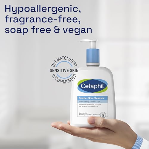 Cetaphil Gentle Skin Cleanser, 473ml, Face & Body Wash, For Normal To Dry Sensitive Skin, With Niacinamide & Glycerin, Soap Free