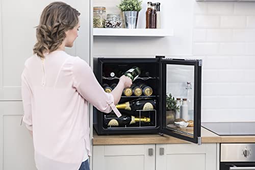 - Russell Hobbs Mini Fridge | 12 Bottle/46L | Freestanding Black Table Top Mini Beer & Wine Fridge -