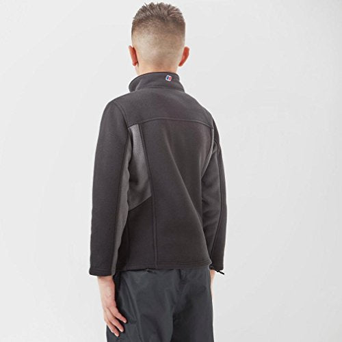 Berghaus Tyndrum Kids' Fleece with Full Zip and Anti-pill Fabric, Kids' Midlayer Fleece Jacket, Kids' Hiking & Outdoor Recreation Clothing (11-12 Years, Black)