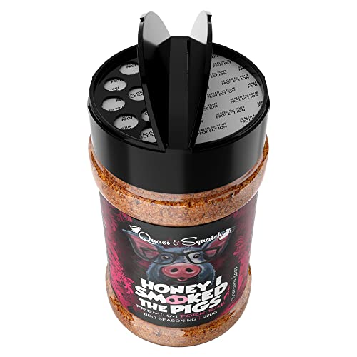 BBQ Rub for Pork by Quasi & Squatch - Honey I Smoked The Pigs (Smokey Honey Soy Sauce) Barbecue Dry Rub Meat Seasoning and Spices | Perfect Blend Of Spices For BBQ and Grill Pork Dishes | Large 220g