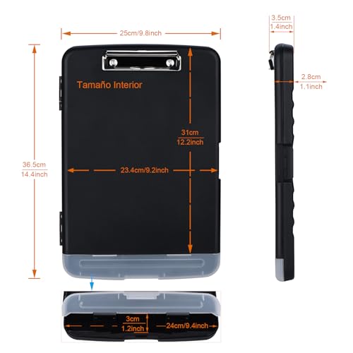 - ZCZN Plastic Clipboard with Storage, A4 Clipboard Folder with Separate Pen Holder