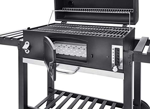 CosmoGrill Outdoor XXL Smoker Barbecue Charcoal Portable BBQ with Lid Cover, Adjustable Grill and Built-in Temperature Gauge, for Home Garden Party Cooking
