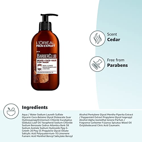 - L'Oreal Men Expert Barber Club 3-in-1 Beard, Hair & Face Wash -