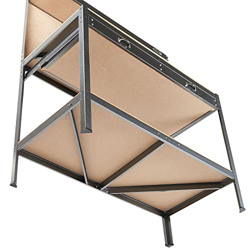 - VonHaus Garage Work Bench with Pegboard - Metal and Wooden Workbenches - Suitable for Most Garage Equipment - Garage Workbench Containing - Storage Drawer