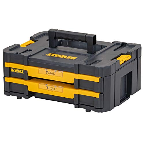 = DEWALT DWST1-70706 T-Stak IV Tool Storage Box | 2-Shallow Drawers | Yellow/Black | 7.01 cm*16.77 cm*12.28 cm -