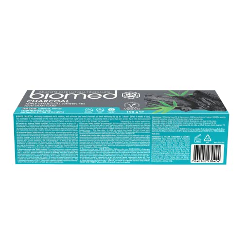Biomed Triple Charcoal 98% Natural Whitening Toothpaste | Gum Care, Bamboo Charcoal | Vegan, SLES Free 100g