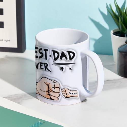 - VEELU Personalised Dad Mug with Kids Names, Custom Father's Day -