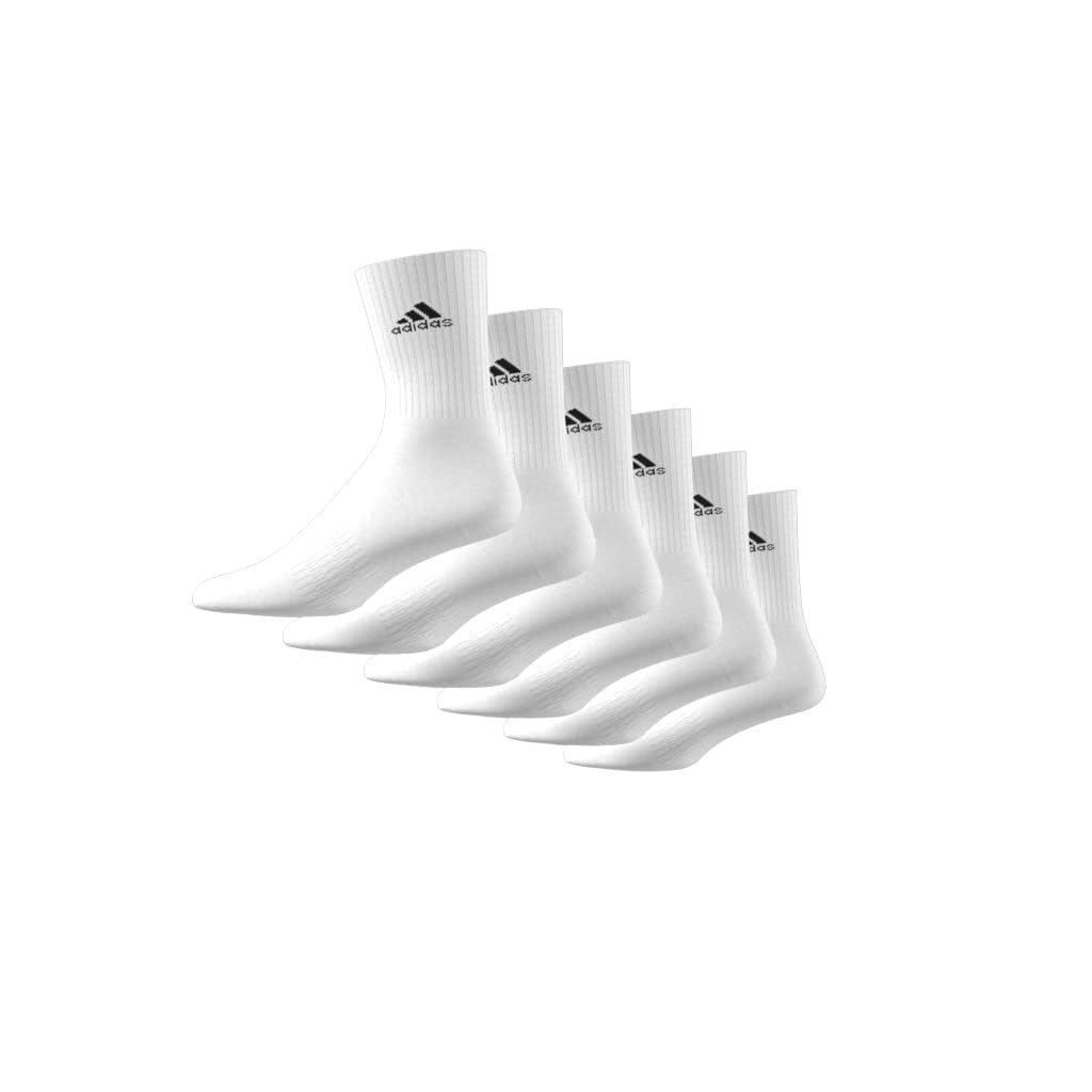 adidas Unisex Cushioned Sportswear Crew Socks 6 Pairs Crew Socks, White / Black, 13-14.5