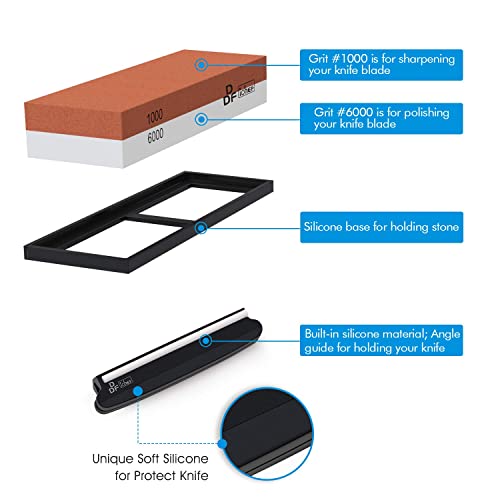 - Sharpening Stone | DDF IohEF Whetstone grit 1000/6000 | Professional 2-in-1 Double-Sided -