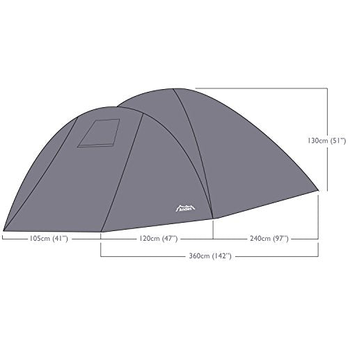 Andes 4 Person Man Berth Double Skin Camping/Festival Dome Tent
