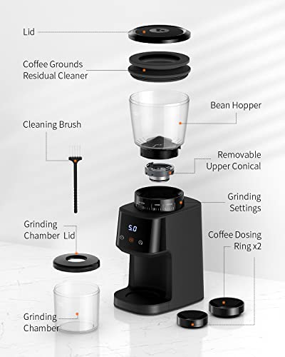- SHARDOR Conical Burr Coffee Grinder | Electric | 31 Precise Grind Settings | For Espresso/Drip/Pour Over/Cold Brew/French Press | LCD Screen And Digital Timer | Black -