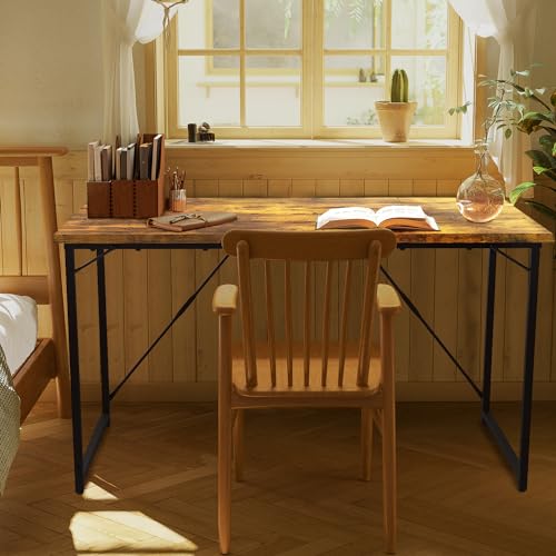 Devoko Computer Desk 100 x 50 x 75 cm, Home Office desk, Study Writing Small Desks, Gaming Deske for Home Workstations, Industrial Design Black Desk Metal Frame, Rustic Brown