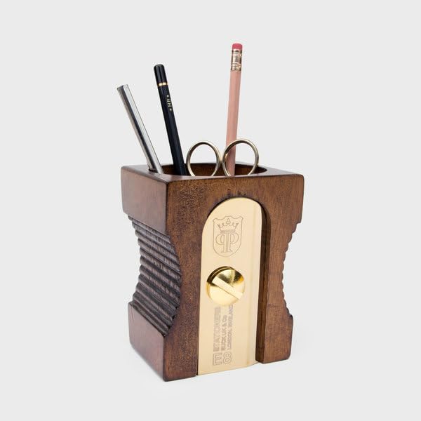 - SUCK UK Pen Holder | Wooden Desk Tidy & Pencil Sharpener -