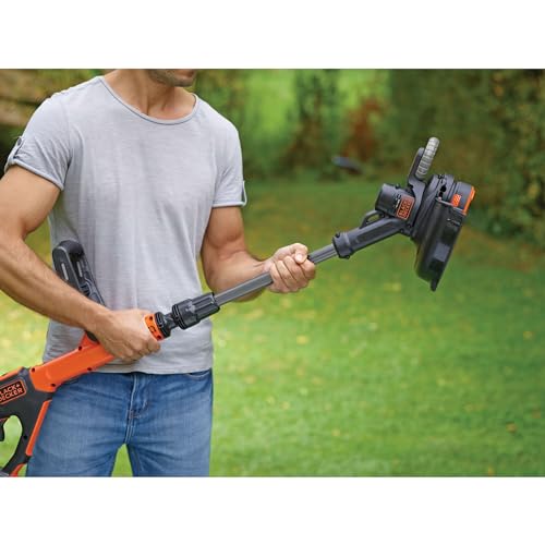 BLACK+DECKER String Grass Trimmer, 18V, Cordless, 28cm Cutting Width, Automatic Single Line Feed, 2.0Ah Battery Included, STC1820PC-GB