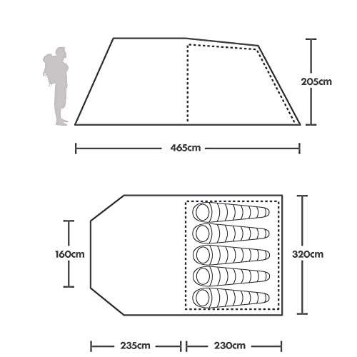 - Eurohike Rydal 500 Tent for 5 People | Darkened Bedrooms | Separate Living Area | 5 Man | Easy to Pitch -