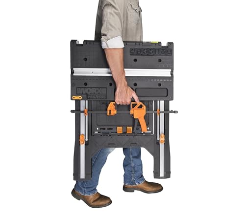 - Worx Pegasus WX051 Versatile Multi Function Folding Work Table & Sawhorse with Quick Clamps and Holding Pegs