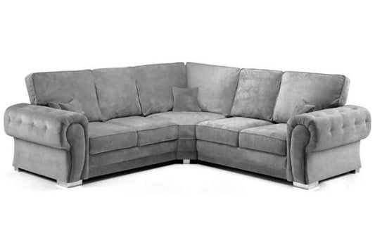 - Verona Sofa Highback | 3 Seater 2 Seater Corner Sofa Fullback | Grey Fabric Sofa Set | (Corner Sofa) -
