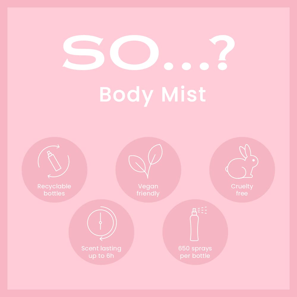 Body Mist by So…? Luscious Trio Womens Body Mist Gift Set with Pink Grapefruit, Vanilla and Candy Floss Body Mist Mixed Fragrance Spray Gift Set 3 x 100ml