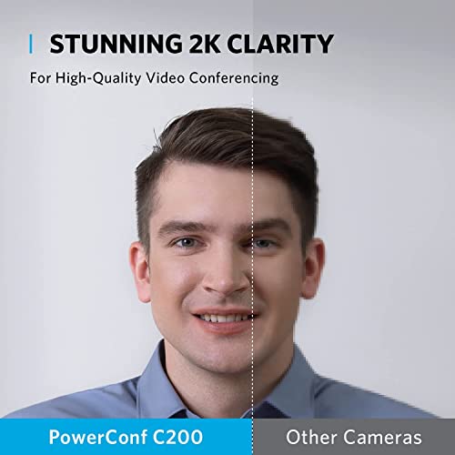 Anker PowerConf C200 2K Webcam for PC, Computer Camera with AI-Noise Canceling Microphones, Stereo Mics, Adjustable Field of View, Low-Light Correction, Built-In Privacy Cover