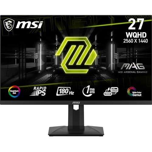 - MSI MAG 274QRF QD E2 27 Inch WQHD Gaming Monitor | 2560 x 1440 Rapid IPS Quantum Dot Panel | 180 Hz / 1ms -