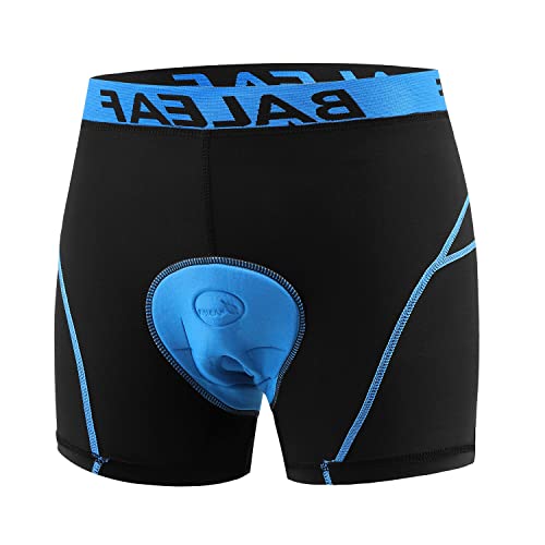 BALEAF Cycling Shorts Mens 4D Padded Mountain Bike Underwear MTB Liner Riding Breathable Bicycle Undershorts Blue L