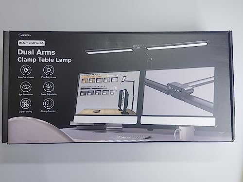 - Hapfish LED Desk Lamp for Office | 24W Double Head Desk Light Bar for Study | Super Wide & Bright | 5 Color Modes and 5 Dimmable -
